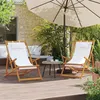Image de Lot de 2 Chaises de plage pliables vidaXL crème tissu