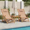 Image de Chaises de plage pliantes lot de 2 taupe tissu et bois massif