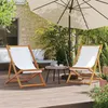 Image de vidaXL Chaises de plage pliables lot de 2 blanc crème tissu3214495