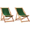 Image de Lot de 2 Chaises de plage pliables vidaXL en tissu vert