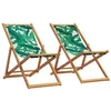 Image de vidaXL Chaises de plage pliantes lot de 2 tissu et bois massif, chaise longue, chaise d'extérieur, siège d'extérieur, chaise 3214500