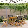 Image de vidaXL Chaises de jardin pliantes lot de 4 noir poly rotin bois massif, siège de jardin, chaise de patio, chaise à manger de 3214556