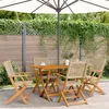 Image de vidaXL Chaises de jardin pliantes lot de 4 beige rotin et bois massif, siège de jardin, chaise de patio, chaise à manger de 3214562