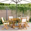 Image de vidaXL Chaises de jardin pliantes lot de 4 tissu et bois massif, siège de jardin, chaise de patio, chaise à manger de 3214574