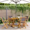 Image de vidaXL Chaises de jardin pliantes lot de 4 tissu et bois massif, siège de jardin, chaise de patio, chaise à manger de 3214577