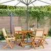 Image de vidaXL Chaises de jardin pliantes lot de 4 beige tissu et bois massif, siège de jardin, chaise de patio, chaise à manger de 3214583