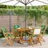 Image de vidaXL Chaises de jardin pliantes lot de 4 vert tissu et bois massif, siège de jardin, chaise de patio, chaise à manger de 3214586