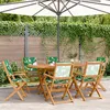 Image de Chaises de jardin pliantes lot de 6 vert tissu et bois massif