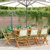 Image de Chaises de jardin pliantes lot de 8 vert tissu et bois massif