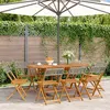 Image de vidaXL Chaises de jardin pliantes lot de 8 gris poly rotin bois massif, siège de jardin, chaise de patio, chaise à manger de 3214597