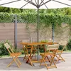 Image de vidaXL Chaises de jardin pliantes lot de 4 beige rotin et bois massif, siège de jardin, chaise de patio, chaise à manger de 3214598