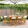 Image de vidaXL Chaises de jardin pliantes lot de 8 tissu et bois massif, siège de jardin, chaise de patio, chaise à manger de 3214612