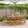 Image de vidaXL Chaises de jardin pliantes lot de 8 tissu et bois massif, siège de jardin, chaise de patio, chaise à manger de 3214615