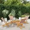 Image de Chaises de jardin pliantes lot de 4 taupe tissu et bois massif