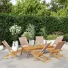 Image de Chaises de jardin pliantes lot de 6 taupe tissu et bois massif