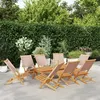Image de Chaises de jardin pliantes lot de 8 taupe tissu et bois massif