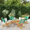 Image de Chaises de jardin pliantes lot de 4 vert tissu et bois massif