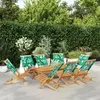 Image de Chaises de jardin pliantes lot de 8 vert tissu et bois massif