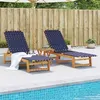 Image de Chaises longues lot de 2 bleu bois d acacia solide et tissu