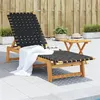 Image de Chaises longues avec table noir bois d acacia solide et tissu