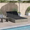 Image de vidaXL Chaise longue double avec coussins gris clair résine tressée 368633