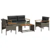 Image de Ensembles de bancs. canapes et tables de jardin Vidaxl resine tressee gris 4 pieces 3 personnes