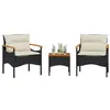 Image de Ensembles de chaises. canapes et tables de jardin Vidaxl resine tressee noir 3 pieces 40.0 x 40 x 37 2 personnes