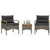 Image de Gris Vidaxl resine tressee Ensembles de chaises. canapes et tables de jardin 3 pieces 40.0 x 40 x 37 2 personnes