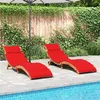 Image de Lot de 2 bain de soleil vidaxl H. 65 cm L. 55 cm en acacia rouge non pliable