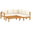 Image de Salon de jardin modulable Vidaxl bois massif beige 4 pieces 100.0 x 50 x 27 3 personnes
