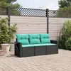 Image de Salon de jardin modulable Lot de 3 pièces - Résine tressée noir - 1 table pliante, 2 canapés - 55 x 62 x 69 cm