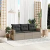 Image de vidaXL Salon de Jardin avec Coussins 3 pcs, Canapés de Terrasse, Ensemble de Meubles de Patio, Mobilier d'Extérieur, Gris 3219861