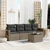 Image de Salon de jardin modulable Vidaxl rotin gris 5 pieces 4 personnes