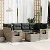 Image de Salon de jardin modulable Vidaxl rotin gris 7 pieces 6 personnes