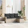 Image de Salon de jardin modulable Vidaxl resine tressee gris 4 pieces 55.0 x 62 x 69