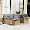 Image de vidaxl Salon de jardin modulable - Lot de 6 pièces - Rotin beige - Table pliante