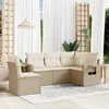 Image de Salon de jardin modulable vidaxl resine tressee beige 5 pieces 62 x 62 x 69 cm 5 personnes