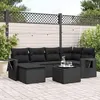Image de Salon de jardin modulable vidaxl rotin noir 7 pieces 62 x 62 x 69 cm 6 personnes