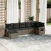 Image de vidaXL Salon de Jardin avec Coussins 7 pcs, Canapés de Terrasse, Ensemble de Meubles de Patio, Mobilier d'Extérieur, Gris 3220479