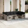 Image de vidaXL Salon de Jardin avec Coussins 10 pcs, Canapés de Terrasse, Ensemble de Meubles de Patio, Mobilier d'Extérieur, Gris 3220611