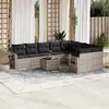 Image de vidaXL Salon de Jardin avec Coussins 10 pcs, Canapés de Terrasse, Ensemble de Meubles de Patio, Mobilier d'Extérieur, Gris 3220651