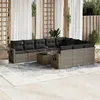 Image de Salon de jardin modulable Vidaxl rotin gris 11 pieces 10 personnes