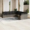 Image de vidaXL Salon de Jardin avec Coussins 10 pcs, Canapés de Terrasse, Ensemble de Meubles de Patio, Mobilier d'Extérieur, Gris 3220709