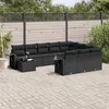 Image de vidaXL Salon de Jardin avec Coussins 11 pcs, Canapés de Terrasse, Ensemble de Meubles de Patio, Mobilier d'Extérieur, Noir 3220724