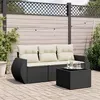 Image de vidaXL Salon de jardin 4 pcs avec coussins noir résine tressée 3221065