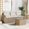 Image de Salon de jardin modulable Vidaxl resine tressee beige 4 pieces x 70 x 69 3 personnes