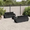 Image de vidaXL Salon de jardin 7 pcs avec coussins noir résine tressée 3221104