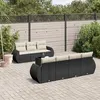 Image de vidaXL Salon de Jardin avec Coussins 8 pcs, Canapés de Terrasse, Ensemble de Meubles de Patio, Mobilier d'Extérieur, Noir 3221125