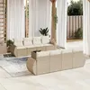 Image de Salon de jardin modulable Vidaxl resine tressee beige 9 pieces x 70 x 69