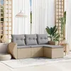 Image de Salon de jardin modulable Vidaxl rotin beige 4 pieces x 70 x 69 4 personnes